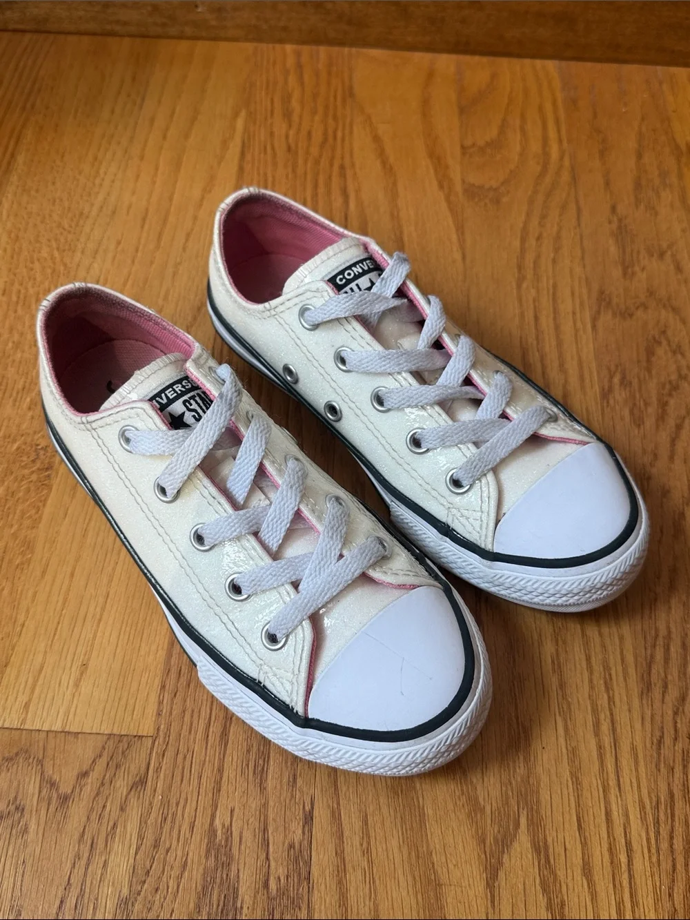 Converse Chuck Taylor All Star Iridescent Glitter Sneakers  Pale Yellow Youth 13